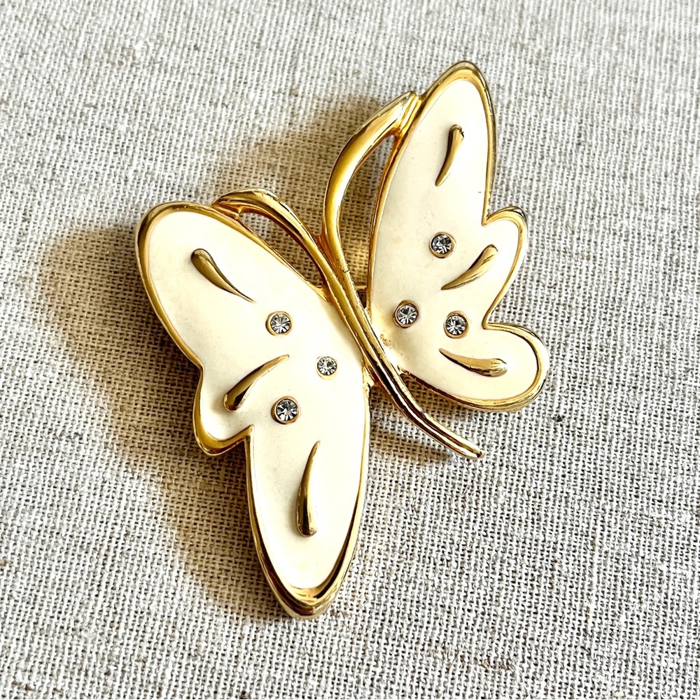 Antique Vintage Enamel Butterfly Brooch Pin